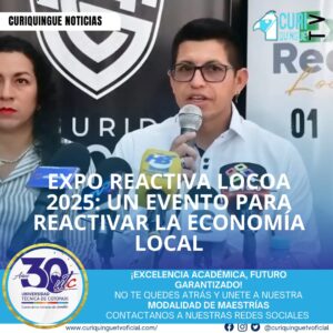 #NoticiaLocal La Cámara de Comercio de Latacunga anunció el lanzamiento de la "Expo Reactiva Locoa 2025", un evento que busca reactivar la economía local y promover a emprendedores y empresas de la región. La expo se llevará a cabo el 1 y 2 de noviembre en el parque La Cocha, con un valor de entrada de $2 para adultos y $1 para niños. El evento contará con la participación de marcas y empresas medianas y grandes, así como con actividades como un festival de danza, shows artísticos y un ciclo paseo. Le recordamos que puede seguir a través de #CuriquingueTv en #ATVCABLE #canal83 #Latacunga #Pujilí #Saquisilí #CBVisión #canal79 #Salcedo #Ambato #TVPlus #canal48 #LaManá #Valencia #Quevedo a las 07H00. ¡Gracias por sintonizarnos! #CuriquingueTv #UnaNuevaFormaDeHacerTelevisión www.curiquinguetv.com