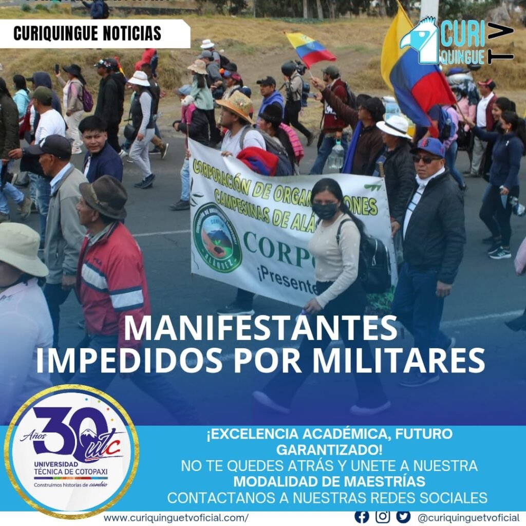 Manifestantes en contra del gobierno se concentraron en el barrio La Estación del cantón Latacunga, pero la presencia de militares impidió que la manifestación se desarrollara según lo planeado, generando tensión en la zona hasta el mediodía.