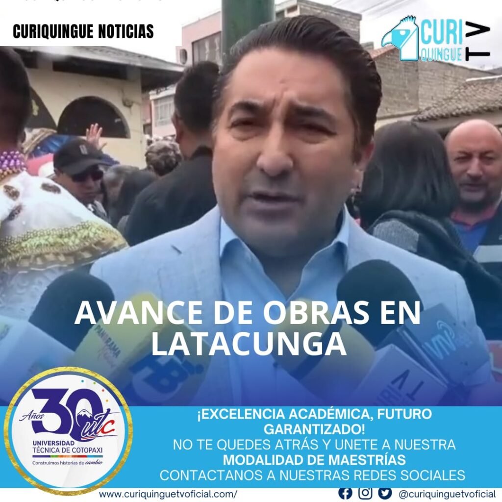 El alcalde de Latacunga informó sobre el avance de varias obras en la ciudad, destacando los esfuerzos del municipio para mejorar la infraestructura y los servicios públicos. Aunque no se proporcionaron detalles específicos sobre las obras, se espera que estos proyectos beneficien a la comunidad local.