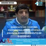 El secretario general del Sindicato de Choferes Profesionales de Cotopaxi informó que las elecciones de la institución se han reagendado para el 26 de octubre de 2025.