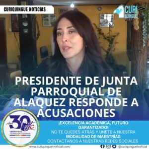 Gabriela Marín, vocal del GAD Parroquial Belisario Quevedo, informó sobre el trabajo que se viene realizando en el sector. También mencionó varias irregularidades que existen en el GAD Parroquial Belisario Quevedo, lo que ha generado preocupación entre los habitantes.