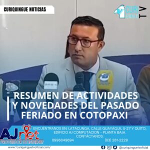 En la rueda de prensa realizada en la Gobernación de Cotopaxi, se dieron a conocer las actividades y novedades del pasado feriado nacional. Los funcionarios presentes informaron sobre los trabajos realizados y los resultados obtenidos durante este período.