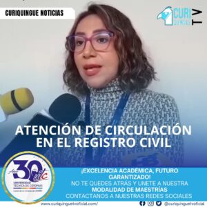 La coordinadora zonal 3 del Registro Civil informó que este sábado se realizará atención de circulación, pero es importante tener en cuenta que se requiere agendamiento previo. Los ciudadanos pueden acercarse a las oficinas del Registro Civil para realizar sus trámites.