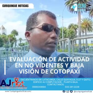 Ignacio Rentería, secretario de No Videntes y Baja Visión de Cotopaxi, realiza una evaluación sobre la actividad que se llevó a cabo el pasado fin de semana. La evaluación busca analizar los resultados y mejorar la atención a las personas con discapacidad visual en la provincia.