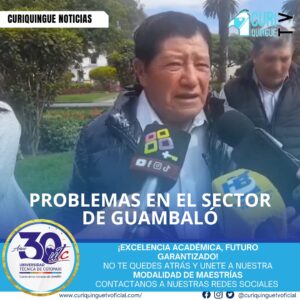 Samuel Conrado, presidente de la Junta de Agua Potable de Guambaló, informó sobre varios problemas que afectan al sector y solicitó la intervención de las autoridades para resolverlos. Los habitantes del sector están esperando que se tomen medidas para mejorar su situación.