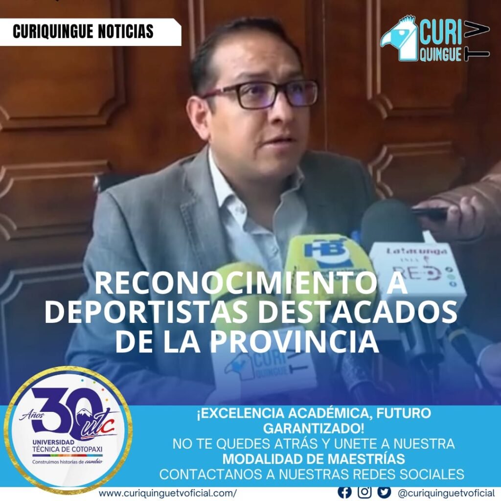 El concejal Cristian Molina anunció que en la próxima sesión del Municipio de Latacunga se condecorará a varias personas dedicadas al deporte que han logrado triunfos en distintas categorías. Este reconocimiento busca destacar y premiar el esfuerzo y dedicación de estos deportistas, que han puesto en alto el nombre de la ciudad y la provincia.