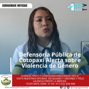 La Defensoría Pública de Cotopaxi informó que la violencia de género sigue siendo un problema grave en la provincia. Para contrarrestar estos números, se llevarán a cabo varias campañas en diferentes sectores de la provincia.