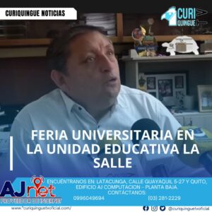 La Unidad Educativa La Salle organizó una feria universitaria, un evento académico que busca beneficiar a la comunidad estudiantil del cantón Latacunga. La feria ofreció a los estudiantes la oportunidad de explorar opciones académicas y profesionales.