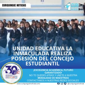 La Unidad Educativa La Inmaculada realizó la posesión del concejo estudiantil para el presente periodo académico. El evento marca el inicio de un nuevo ciclo de liderazgo estudiantil en la institución.