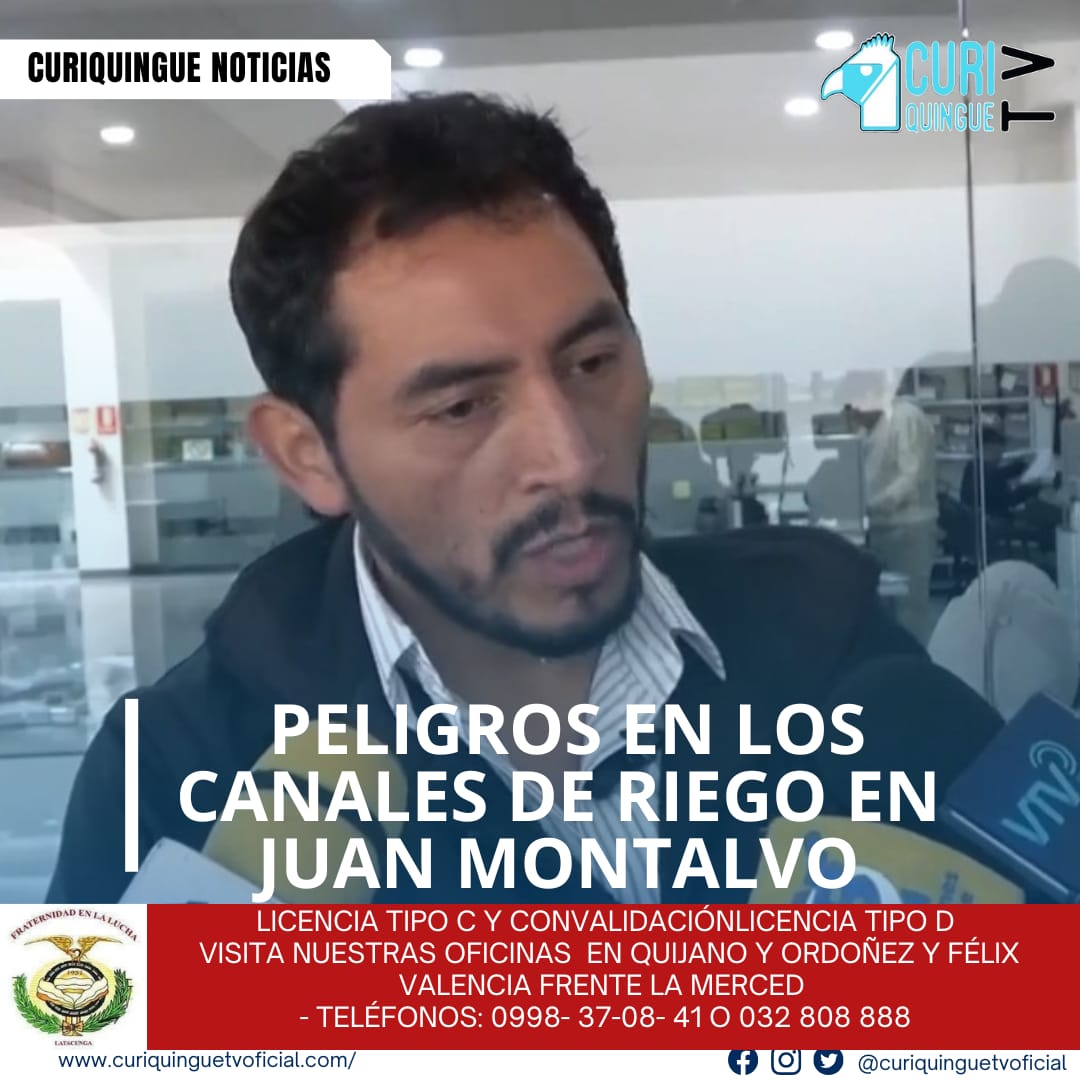 El presidente de la parroquia Juan Montalvo alertó sobre los riesgos existentes en los canales de riego del sector, luego del fallecimiento de dos hombres que cayeron a un canal en la zona de Saragosín. La autoridad indicó que es urgente el embaulamiento de los canales para evitar nuevas tragedias, especialmente en sectores poblados. Además, señaló que las recientes lluvias han complicado la situación en la parroquia, afectando principalmente el estado de las vías, lo que incrementa la preocupación entre los habitantes.