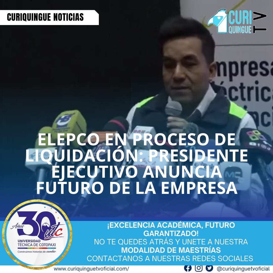 El presidente ejecutivo de ELEPCO, Christian Eraso, informó sobre el rumbo que tendrá la Empresa Eléctrica Provincial Cotopaxi, que se encuentra en proceso de liquidación. Aunque no se proporcionaron detalles específicos, se espera que la empresa brinde más información en un comunicado oficial o rueda de prensa próximamente.
