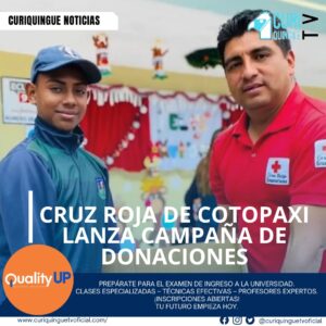 La Cruz Roja de Cotopaxi ha recibido donaciones para su campaña y agradece a todos los contribuyentes. Este viernes, iniciarán una jornada de recolección de donaciones en el sector de Zumbahua. La institución hace un llamado a la ciudadanía para que se sumen a esta noble causa y ayuden a quienes lo necesitan.