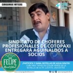 El Sindicato de Choferes Profesionales de Cotopaxi ha anunciado que entregará aguinaldos a sus 1.130 socios, como parte de la tradición navideña. La entrega se realizará del 19 al 23 de diciembre, en el horario de 08h00 a 16h00, en el edificio del sindicato ubicado en La Merced.