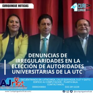Un grupo de estudiantes y autoridades de la Universidad Técnica de Cotopaxi (UTC) denunciaron irregularidades en el proceso de elección de autoridades universitarias. En respuesta, el Movimiento Alternativa Universitaria ha convocado a una rueda de prensa para informar sobre las últimas acciones dentro del proceso de apelación al Consejo Electoral Universitario.