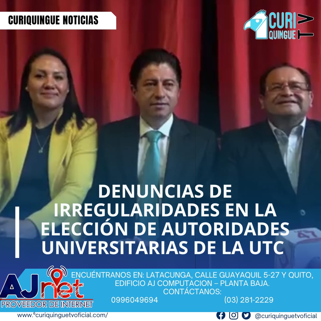 Un grupo de estudiantes y autoridades de la Universidad Técnica de Cotopaxi (UTC) denunciaron irregularidades en el proceso de elección de autoridades universitarias. En respuesta, el Movimiento Alternativa Universitaria ha convocado a una rueda de prensa para informar sobre las últimas acciones dentro del proceso de apelación al Consejo Electoral Universitario.