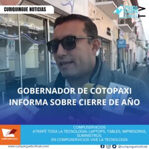 El gobernador de Cotopaxi, Dr. Nelson Sánchez, compartió información sobre el cierre de año en la provincia, abordando temas como obras, seguridad y otros asuntos importantes.