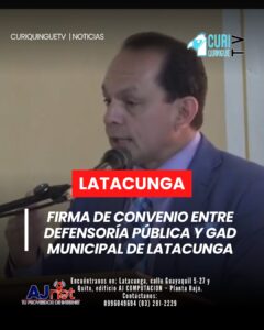 En el salón de la ciudad se llevó a cabo la firma del convenio entre la Defensoría Pública y el GAD Municipal de Latacunga,