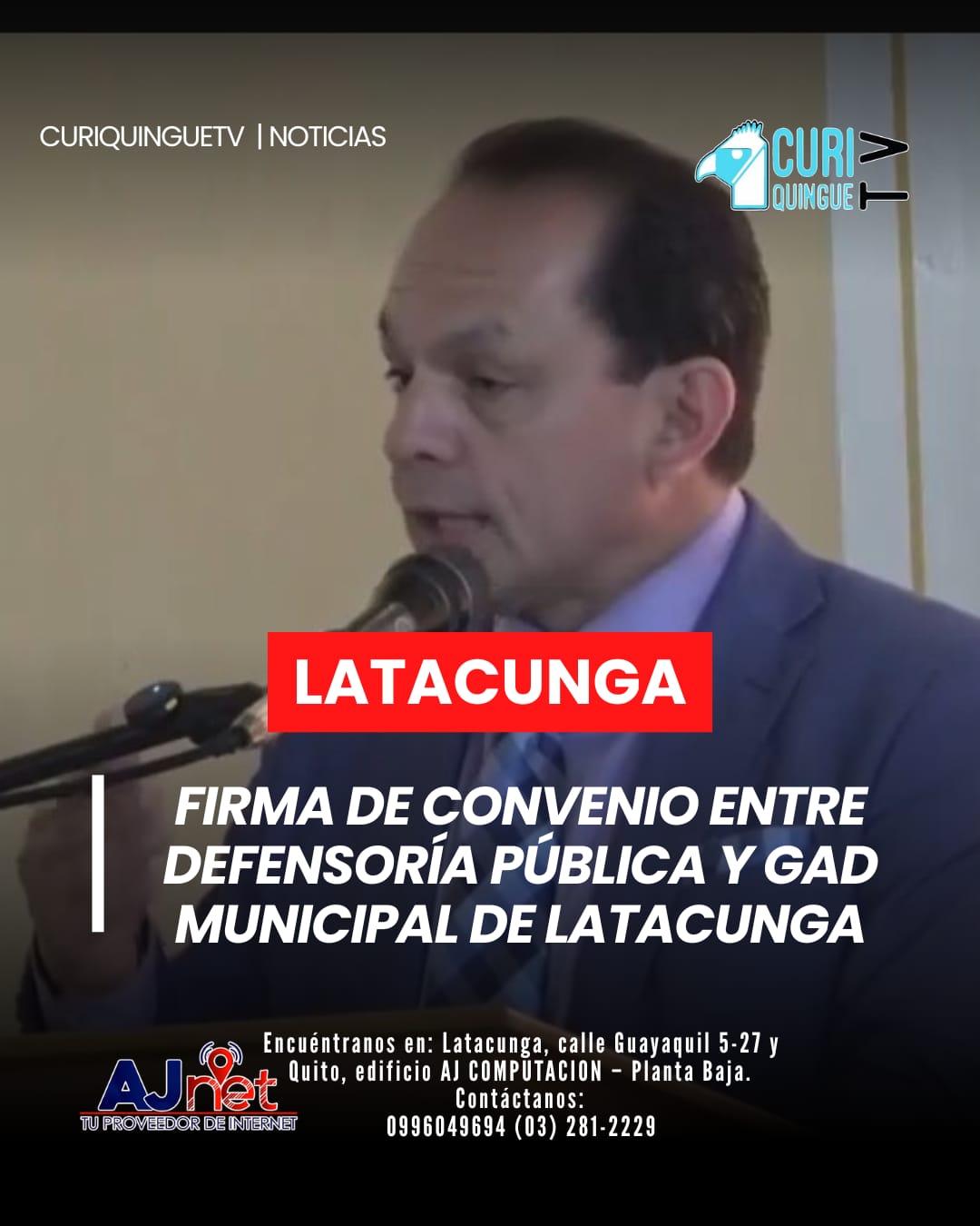 En el salón de la ciudad se llevó a cabo la firma del convenio entre la Defensoría Pública y el GAD Municipal de Latacunga,
