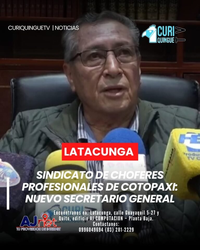 Guillermo Murillo, secretario general del Sindicato de Choferes Profesionales de Cotopaxi, informó sobre su trabajo como secretario electo para el período 2026-2028.