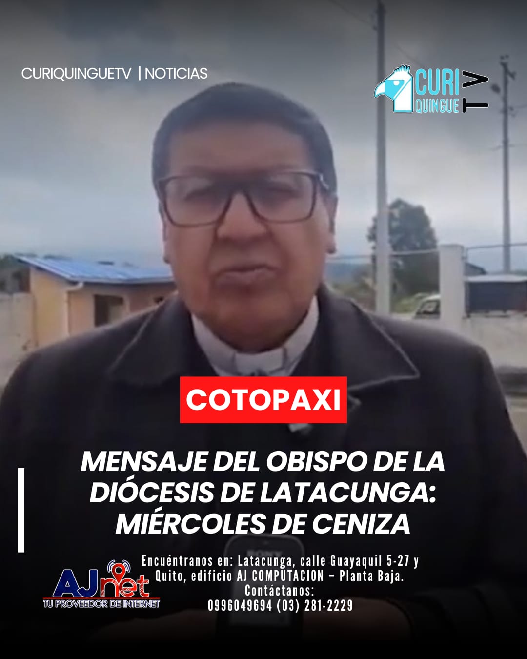 El Obispo de la Diócesis de Latacunga, Giovanny Paz, envió un mensaje a los fieles católicos con motivo del Miércoles de Ceniza