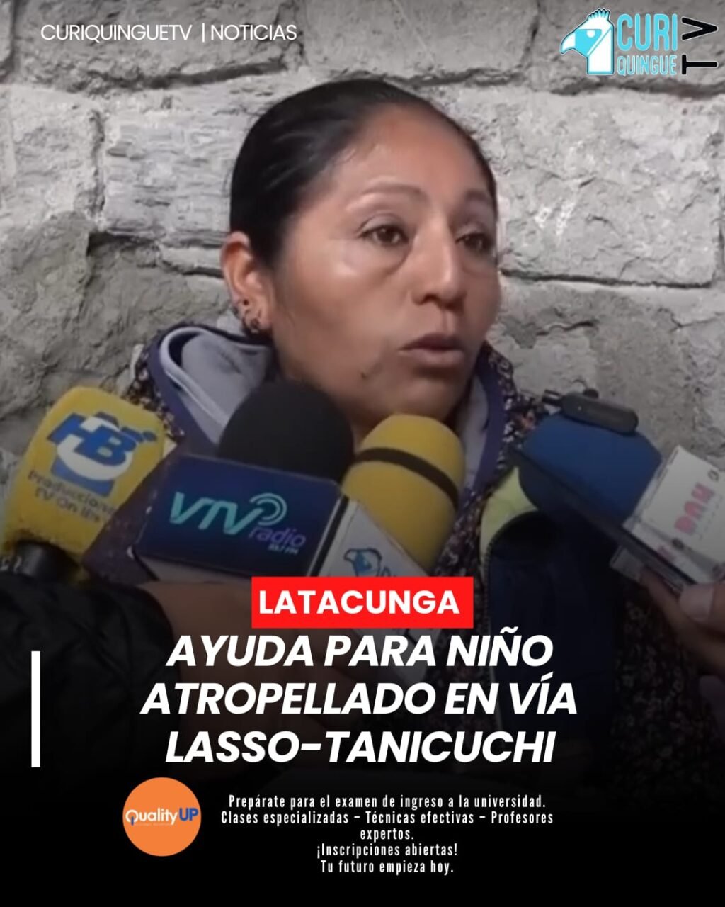 n niño quedó gravemente herido luego de ser atropellado en la vía Lasso–Tanicuchí.