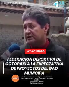El presidente de la Federación Deportiva de Cotopaxi manifestó que se mantiene a la expectativa de los proyectos que ejecutará el GAD Municipal en materia de infraestructura en el sector de La Laguna.