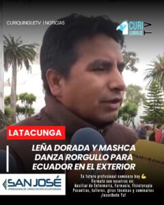 🟣 LEÑA DORADA Y MASHCA DANZA, EMBAJADORES DE LA CULTURA Y EL TURISMO DE LATACUNGA 📺 Curiquingue TV #Latacunga | Los elencos culturales Leña Dorada y Mashca Danza fueron designados como Embajadores de la Cultura y el Turismo por el Municipio de Latacunga, en reconocimiento a su destacada trayectoria y su aporte a la difusión del arte ecuatoriano en escenarios internacionales. Ambas agrupaciones han representado al país en importantes eventos, como el Tercer Festival Internacional de Danzas realizado en Chiclayo, Perú, y han recibido invitaciones para presentarse en México, Colombia y Nicaragua, llevando la música y danza tradicional ecuatoriana a nuevos públicos. Su labor fortalece la identidad cultural y posiciona el talento local en el ámbito internacional, convirtiéndose en un verdadero orgullo para Latacunga y el Ecuador. #CuriquingueTV #Cultura #Latacunga #EmbajadoresCulturales #OrgulloEcuatoriano