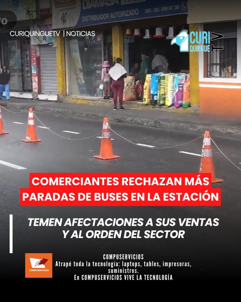 📍 Preocupación en el sector del Polideportivo La Estación, en Latacunga. Comerciantes que trabajan en esta zona manifestaron su desacuerdo con la posible ampliación de paradas de transporte público.