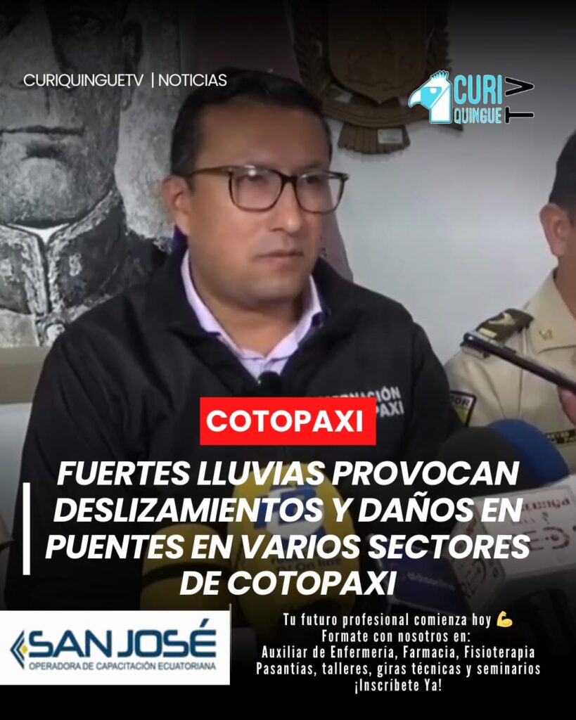 El gobernador de Cotopaxi, Fernando Suárez Benítez, informó que el fuerte invierno ha provocado deslizamientos de tierra y daños en varios puentes en distintos cantones.