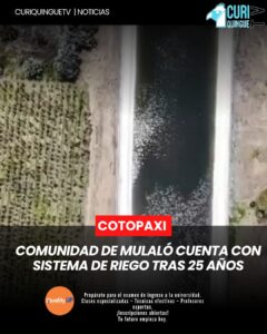 La comunidad de San Francisco de Mulaló ya cuenta con sistema de riego por aspersión