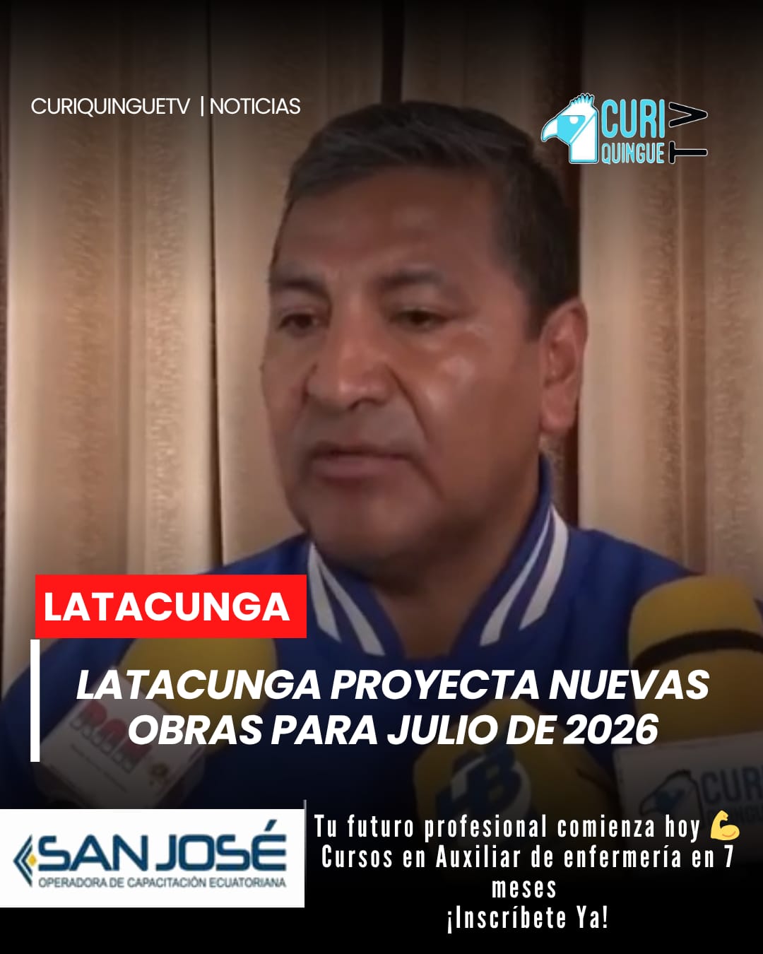 El Municipio de Latacunga anunció la inauguración de importantes obras para julio de 2026, entre ellas el parque lineal de la laguna y el bulevar de la estación.