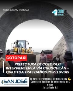 🌧️ Avanzan los trabajos de rehabilitación en la vía Chugchilán – Quilotoa, afectada por la fuerte temporada invernal.