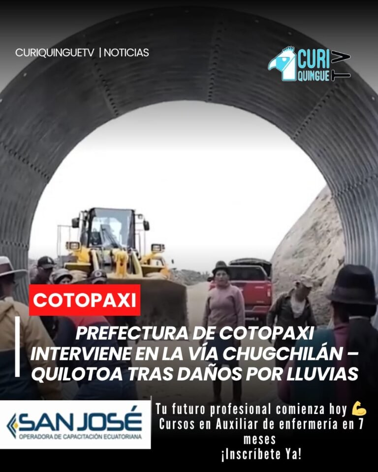 🌧️ Avanzan los trabajos de rehabilitación en la vía Chugchilán – Quilotoa, afectada por la fuerte temporada invernal.