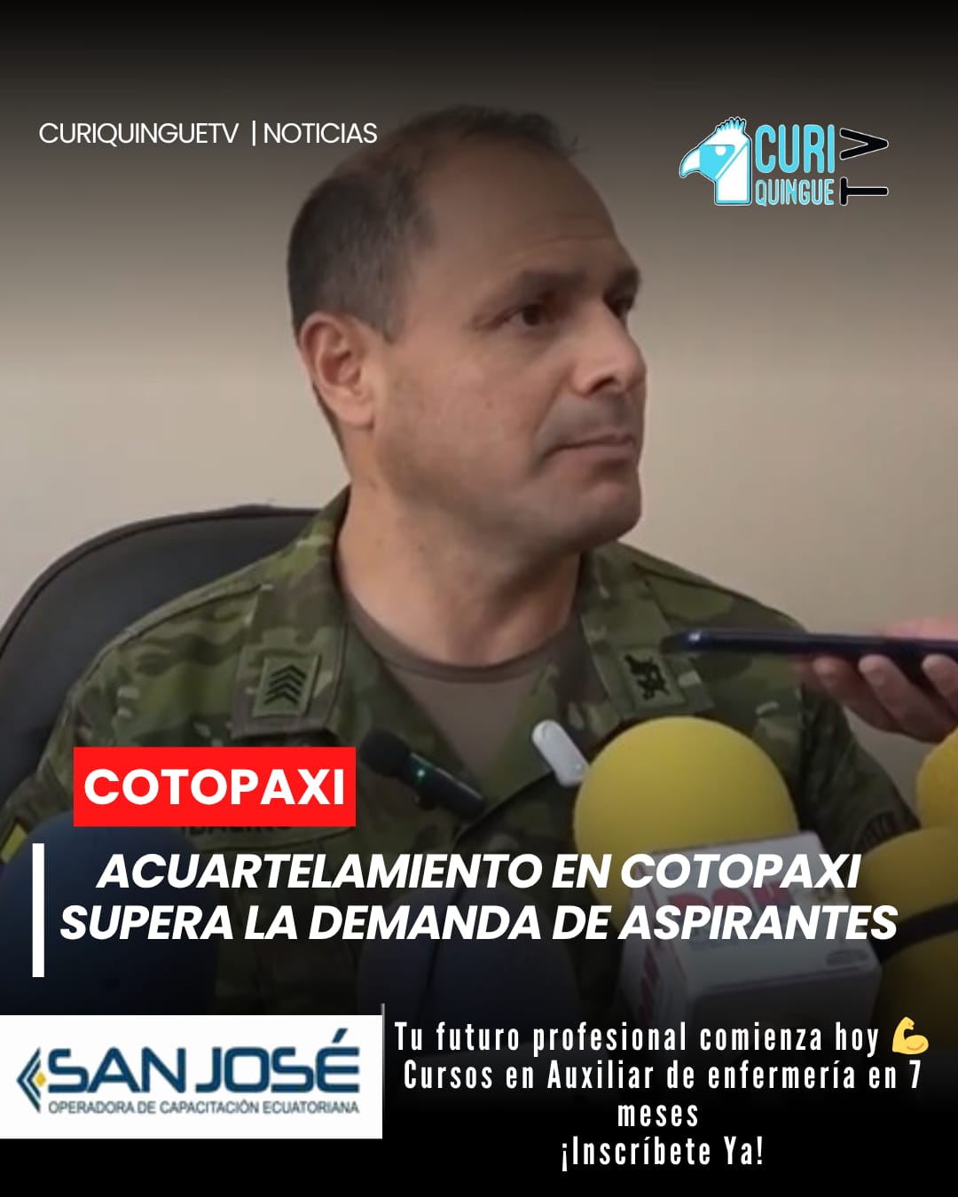 Óscar Robalino, jefe del Centro de Movilización de Cotopaxi, dio a conocer que el proceso de acuartelamiento para el 25 y 26 de abril ha superado las expectativas. A nivel nacional existen 5.000 cupos, pero cerca de 8.000 jóvenes se han presentado. En Cotopaxi, el cupo es de 138 y se han inscrito 162 aspirantes.