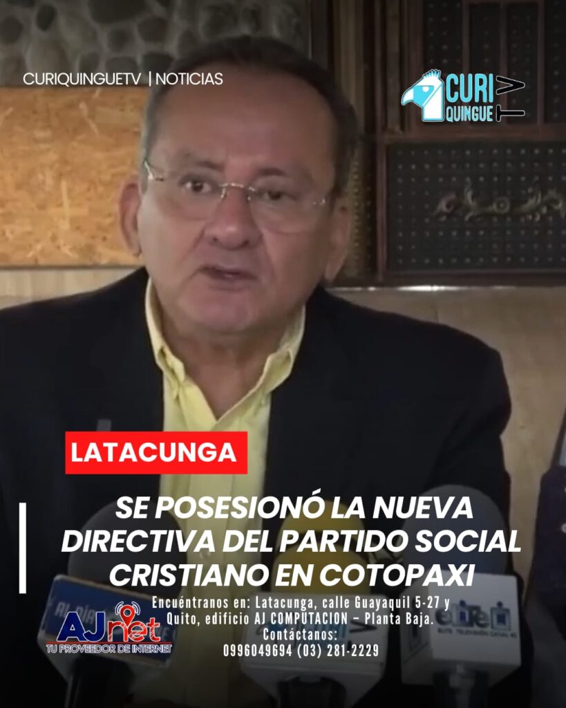 Se llevó a cabo la posesión de la nueva directiva del Partido Social Cristiano en la provincia de Cotopaxi. Durante el acto, el director nacional de la organización política señaló que, tras las últimas elecciones, se han implementado varios cambios internos.