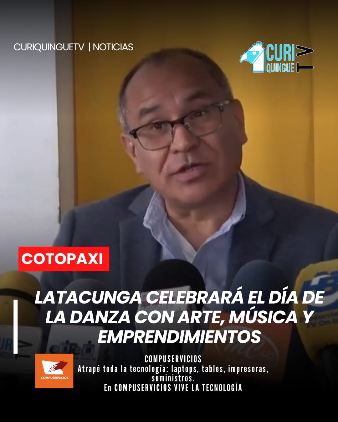 Invita a la ciudadanía a ser parte de un evento especial por el Día de la Danza, que se realizará el próximo 26 de abril en el Polideportivo de Latacunga, desde las 09:00.