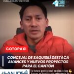 El concejal de Saquisilí, Juan Carlos Toapanta, se refirió a los distintos proyectos que actualmente se ejecutan en el cantón, así como a nuevas iniciativas que se aspira concretar en beneficio de la ciudadanía.