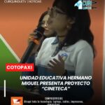 Autoridades, padres de familia y estudiantes de la Unidad Educativa Hermano Miguel realizaron la presentación del proyecto denominado “Cineteca”.