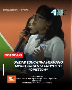 Autoridades, padres de familia y estudiantes de la Unidad Educativa Hermano Miguel realizaron la presentación del proyecto denominado “Cineteca”.