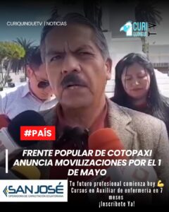 La dirigencia de la Unión Nacional de Educadores (UNE) en Cotopaxi se prepara para las jornadas de movilización a nivel nacional, en el marco del Día del Trabajador este 1 de mayo. Así lo dio a conocer Silvia Quinchuela, presidenta provincial del gremio.