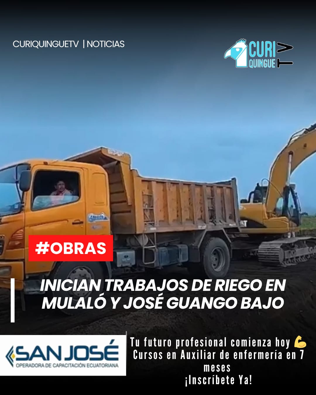 Las autoridades del Gobierno Provincial de Cotopaxi dieron inicio a los trabajos para implementar el servicio de agua de riego en beneficio de los habitantes de la parroquia Mulaló y el sector de José Guango Bajo.