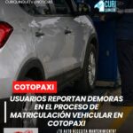 Durante los últimos días, usuarios han reportado inconvenientes en los procesos de matriculación vehicular en la provincia de Cotopaxi. Entre las principales quejas constan demoras en la atención y dificultades en los turnos, por lo que solicitan a las autoridades optimizar el servicio y garantizar un proceso más ágil.