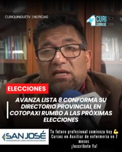 El partido político Avanza, Lista 8, oficializó la conformación de su directorio provincial en Cotopaxi. Con esta estructura, el movimiento busca consolidar su presencia y preparar su participación en el próximo proceso electoral.