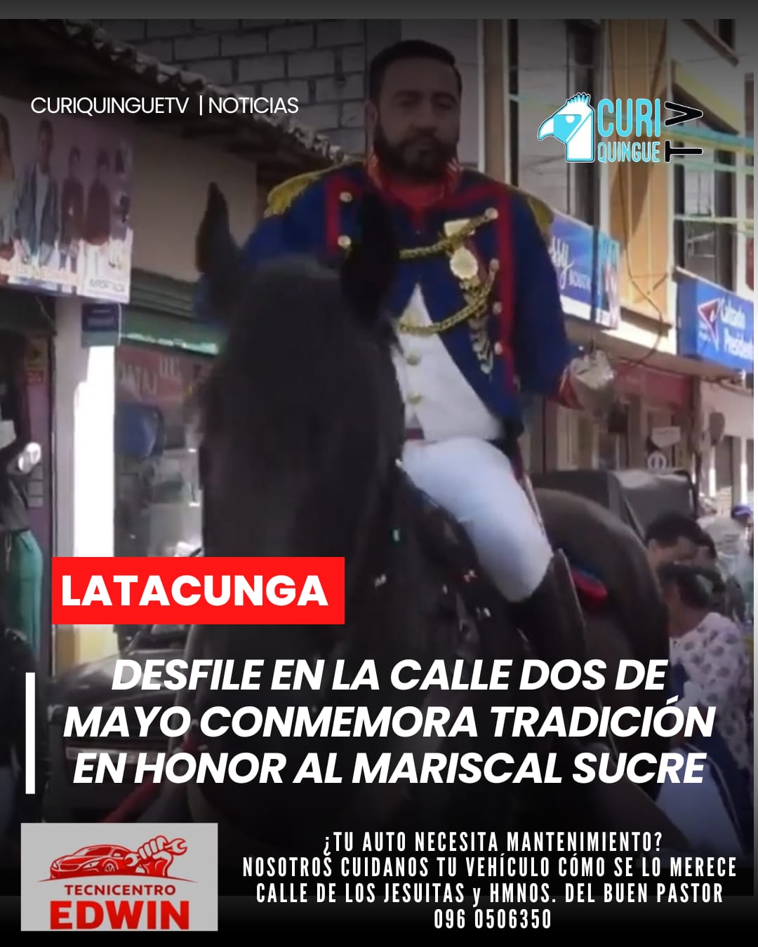 Este lunes se desarrolló un desfile en la calle Dos de Mayo, como parte de una celebración tradicional vinculada al paso del Mariscal Antonio José de Sucre por este sector. 🎖️