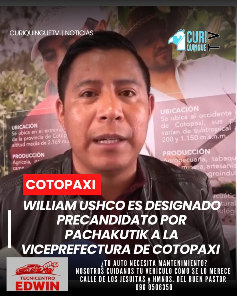 Luego de las elecciones primarias dentro del movimiento político Pachakutik, y con el respaldo de dirigentes de diversas organizaciones, William Ushco fue designado como precandidato a la Viceprefectura de Cotopaxi.