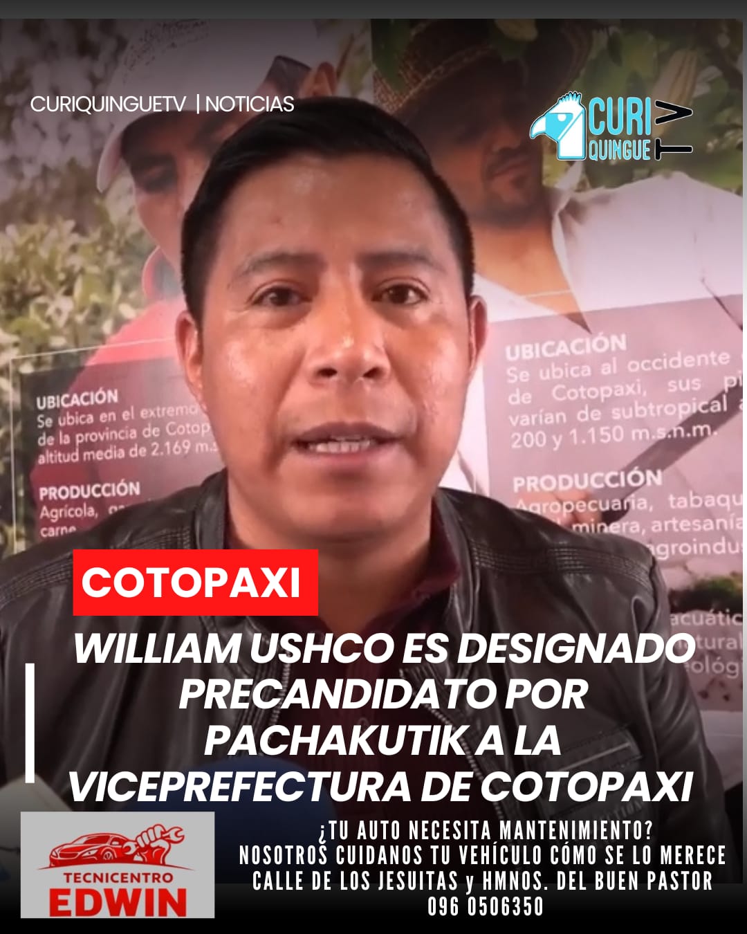 Luego de las elecciones primarias dentro del movimiento político Pachakutik, y con el respaldo de dirigentes de diversas organizaciones, William Ushco fue designado como precandidato a la Viceprefectura de Cotopaxi.