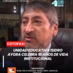 La Unidad Educativa Isidro Ayora conmemora sus 91 años de vida institucional al servicio de la niñez y juventud de Cotopaxi. El rector de la institución dio detalles sobre las diferentes actividades que se desarrollarán como parte de esta importante celebración.