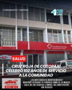 La Cruz Roja de Cotopaxi desarrolló una expoferia con motivo de sus 102 años de vida institucional al servicio de la ciudadanía, resaltando el trabajo humanitario que realiza en diferentes sectores de la provincia.