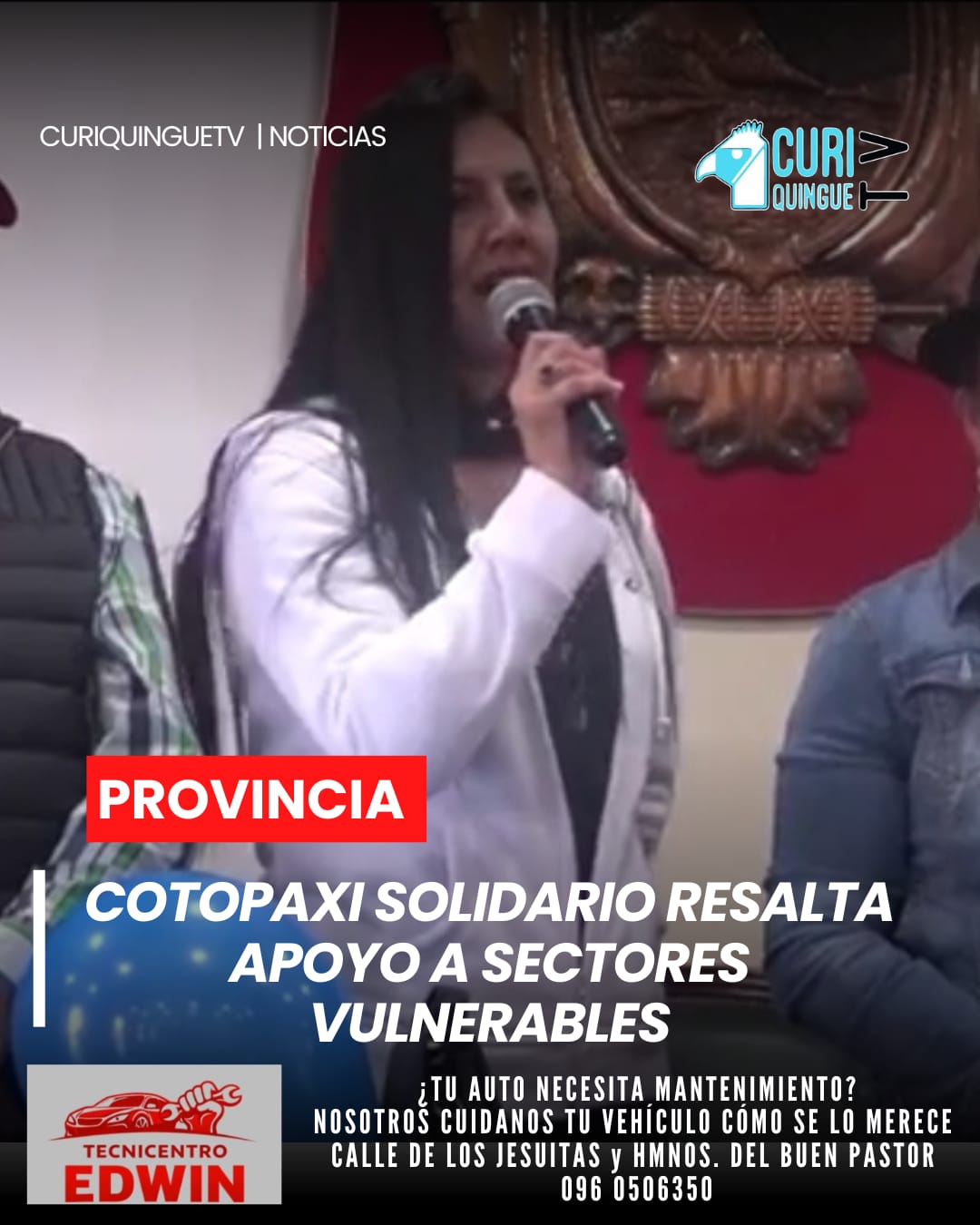 Al cumplirse tres años de administración provincial, la administradora de Cotopaxi Solidario destacó el trabajo social que se ejecuta en beneficio de los sectores vulnerables de la provincia, gracias al respaldo de la Prefectura de Cotopaxi.