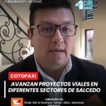 El alcalde del cantón Salcedo informó que continúan los trabajos y proyectos viales en distintos sectores del cantón, en coordinación con la Prefectura de Cotopaxi.